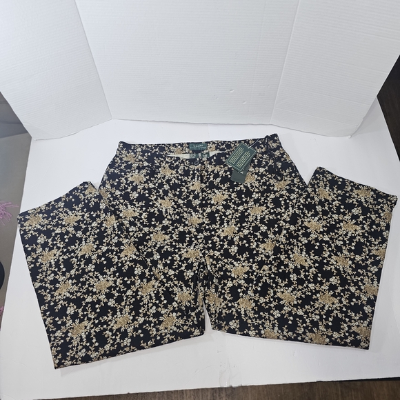Floral Black and Tan Men's Pants - Picture 9 of 10